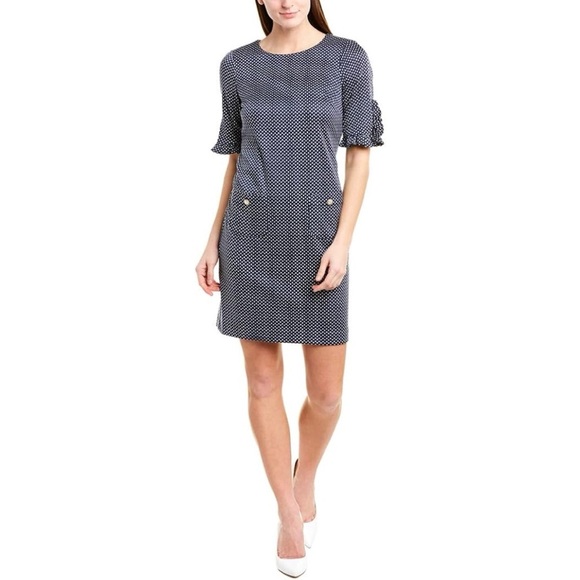 Karl lagerfeld blue  and White Polka Dot Dress 12 - Picture 1 of 10